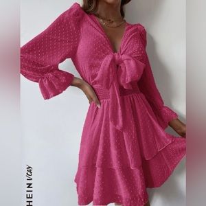 *NEW* SHEIN VCAY Swiss Dot Tie Front Layer Dress